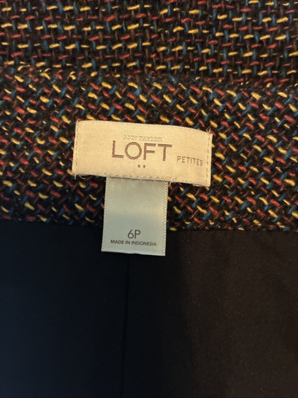 LOFT Womens Petite Tweed Mini Skirt Multicolor Lined Career Size 6P - Picture 4 of 5